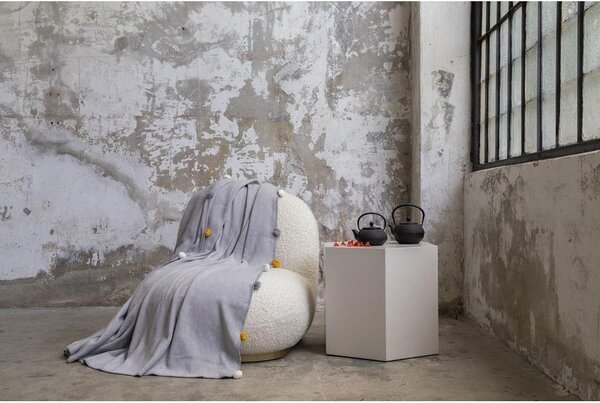 Sivo pregrinjalo iz flisa 150x200 cm Pom Pom – Mijolnir