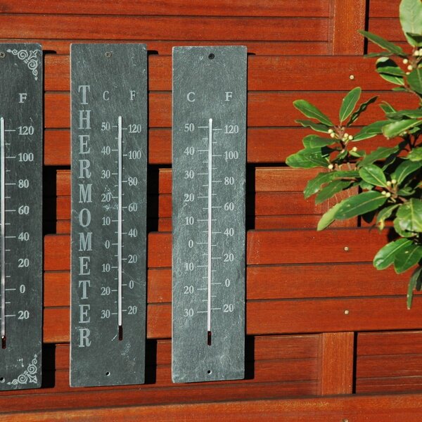 Stenski zunanji termometer iz skrilavca Esschert Design Plain, 45 x 10 cm