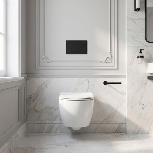 Podometni Set za WC Slim 024N z Gumbom T Black Matt