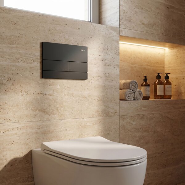 Podometni Set za WC Slim 024N z Gumbom T Black Matt