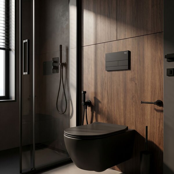 Podometni Set za WC Slim 024N z Gumbom T Black Matt