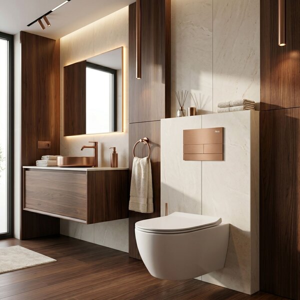 Podometni Set za WC Slim 024N z Gumbom T Brush Copper