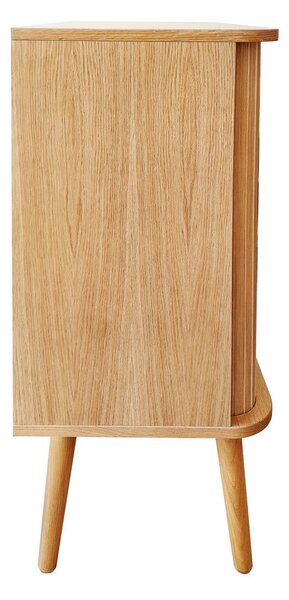 Visoka komoda v hrastovem dekorju z drsnimi vrati v naravni barvi 83x95 cm Rove – Woodman