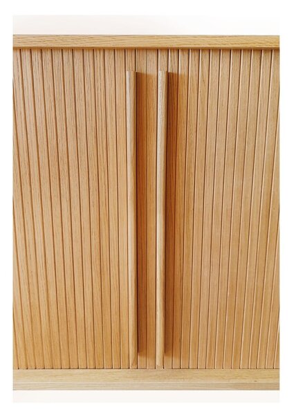 Visoka komoda v hrastovem dekorju z drsnimi vrati v naravni barvi 83x95 cm Rove – Woodman