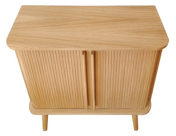 Visoka komoda v hrastovem dekorju z drsnimi vrati v naravni barvi 83x95 cm Rove – Woodman