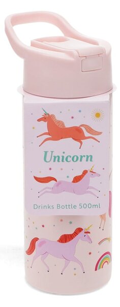 Svetlo rožnata otroška steklenička za vodo iz nerjavečega jekla 500 ml Unicorn – Rex London