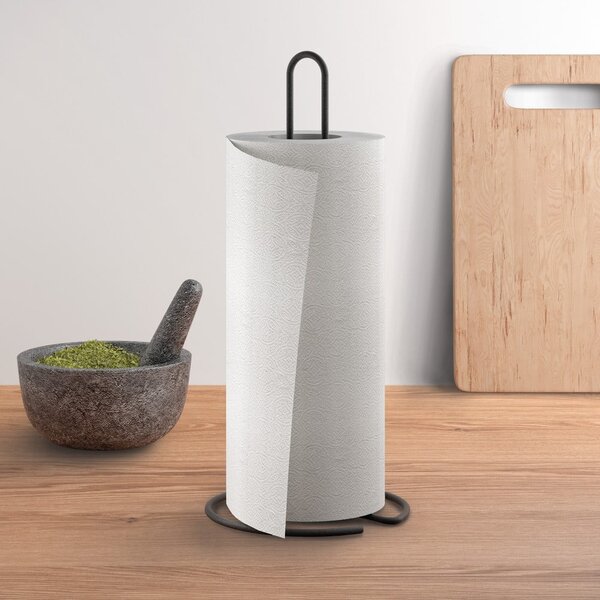 Mat črno jekleno stojalo za papirnate brisače ø 14 cm Lava – Metaltex