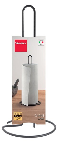 Mat črno jekleno stojalo za papirnate brisače ø 14 cm Lava – Metaltex