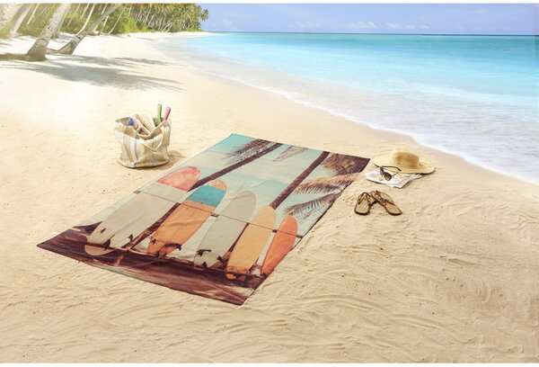 Žametna brisača za na plažo 100x180 cm Vintage Surf – Good Morning