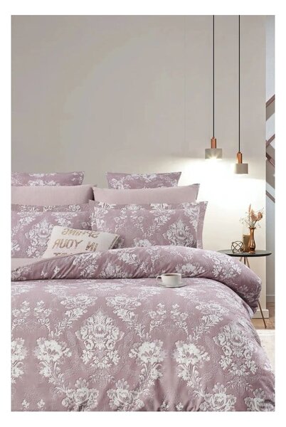 Rožnata 4-delna podaljšana posteljnina za zakonsko posteljo iz renforce bombaža z rjuho 200x220 cm – Mila Home