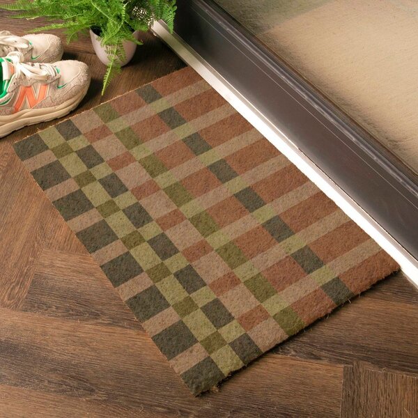 Predpražnik iz kokosovih vlaken 40x60 cm Pink and Blue Check – Artsy Doormats