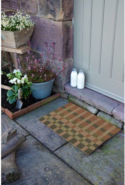 Predpražnik iz kokosovih vlaken 40x60 cm Pink and Blue Check – Artsy Doormats