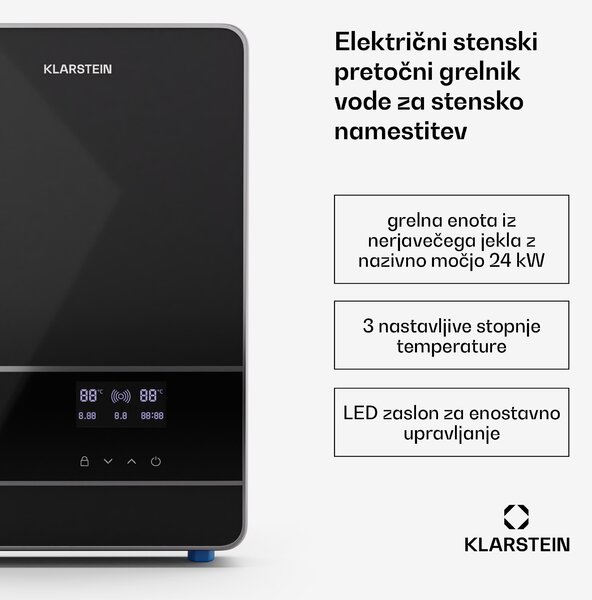 Klarstein Blaze Flow Električni pretočni grelnik vode | grelni element iz nerjavečega jekla | LED zaslon | 24 kW