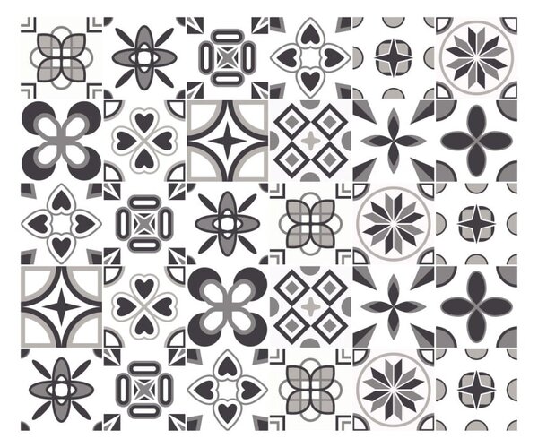 Komplet 24 stenskih nalepk Ambiance Wall Decal Cement Tiles Azulejos Erico, 15 x 15 cm