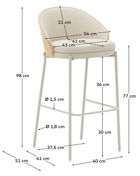 Barski stol v bež in naravni barvi (višina sedeža 77 cm) Eamy – Kave Home