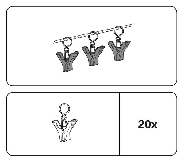 Kovinske ščipalke za zavese v kompletu 20 ks - Gardinia