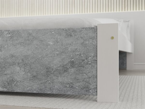 Postelja IKAROS 160 x 200 cm, beton/bela Posteljno dno: Z lamelno posteljno dno, Vzmetnica: Brez vzmetnice