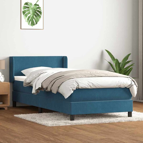 VidaXL Box spring postelja z vzmetnico temno modra 80x210 cm žamet