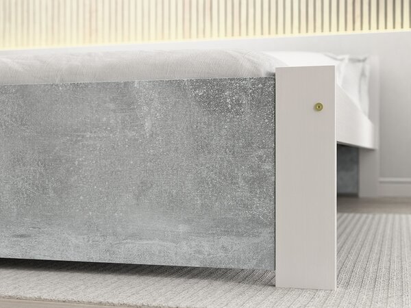 Postelja IKAROS 90 x 200 cm, beton/bela Posteljno dno: Z letveno posteljno dno, Vzmetnica: Brez vzmetnice