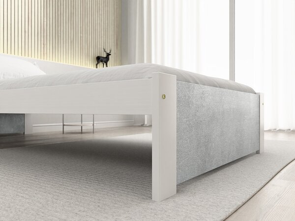 Postelja IKAROS 90 x 200 cm, beton/bela Posteljno dno: Z letveno posteljno dno, Vzmetnica: Brez vzmetnice