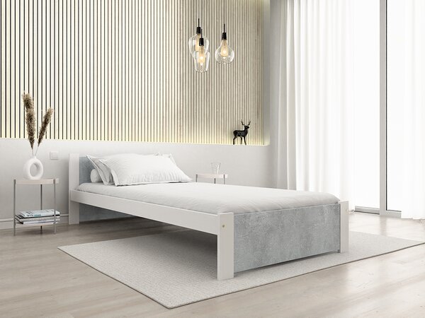 Postelja IKAROS 90 x 200 cm, beton/bela Posteljno dno: Z letveno posteljno dno, Vzmetnica: Brez vzmetnice