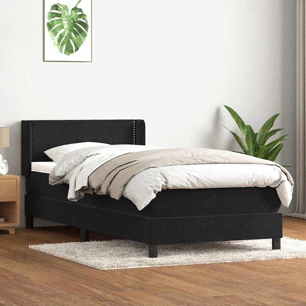 VidaXL Box spring postelja z vzmetnico črna 80x210 cm žamet