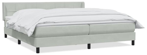 VidaXL Box spring postelja z vzmetnico svetlo siva 180x210 cm žamet