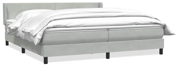 VidaXL Box spring postelja z vzmetnico svetlo siva 180x210 cm žamet