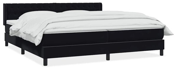 VidaXL Box spring postelja z vzmetnico črna 180x210 cm žamet