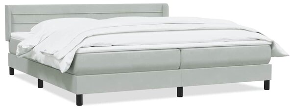 VidaXL Box spring postelja z vzmetnico svetlo siva 180x210 cm žamet