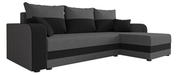 Temno siva antracitna raztegljiva kotna sedežna garnitura VALERIO, 238x140 cm, obojestranska + 2 blazini GRATIS