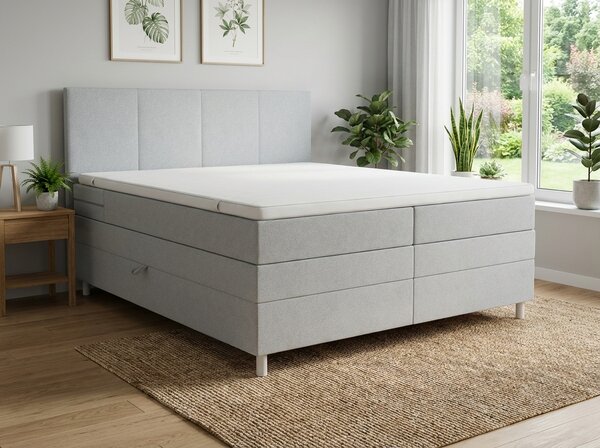 Oblazinjena postelja boxspring CARINA 140x200 cm svetlo siva Vzmetnica: Vzmetnica Bonell