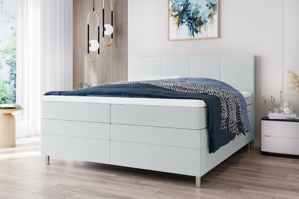 Oblazinjena postelja boxspring CARINA 140x200 cm svetlo siva Vzmetnica: Vzmetnica Bonell