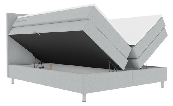 Oblazinjena postelja boxspring CARINA 140x200 cm svetlo siva Vzmetnica: Vzmetnica Bonell