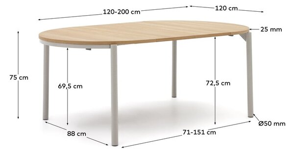 Okrogla raztegljiva jedilna miza v hrastovem dekorju ø 120 cm Montuiri – Kave Home