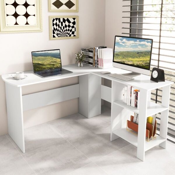 Kotna pisalna miza 130 x 130 x 74 cm, bela
