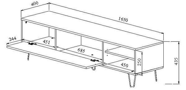 Bela/naravna TV omarica v hrastovem dekorju 165x44 cm Aero – TemaHome