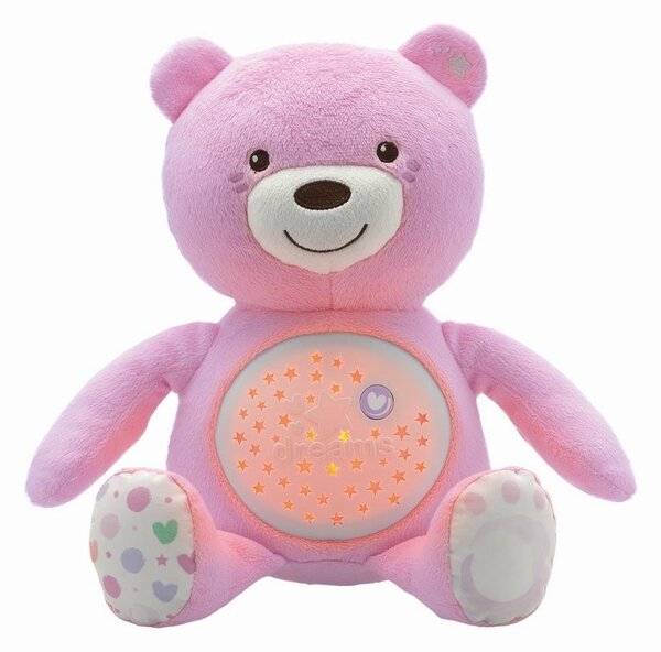 Chicco - Projektor z melodijo BABY BEAR 3xAAA roza