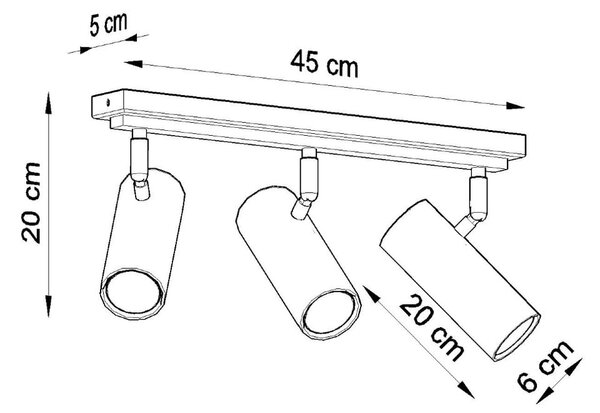 Črna stropna svetilka 6x45 cm Mira – Nice Lamps