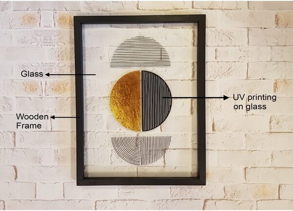 Steklena slika v črnem okvirju Vavien Artwork Shapes II, 32 x 42 cm