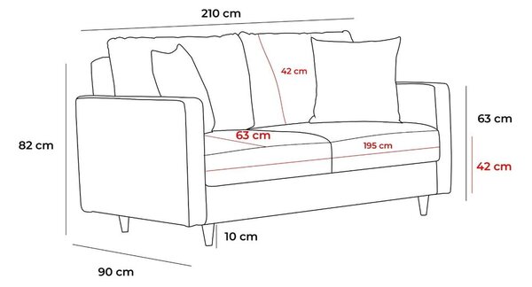 Temno siva raztegljiva sedežna garnitura 210 cm Eva – Balcab Home