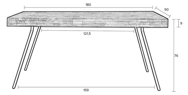 Jedilna miza iz masivnega tika 90x180 cm Suri – White Label