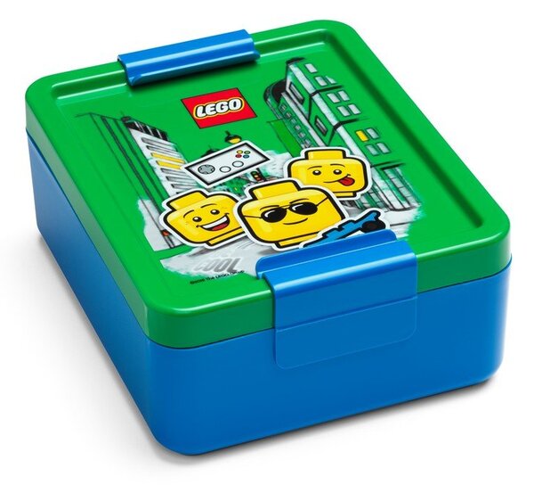 Modra posoda za prigrizke z zelenim pokrovom LEGO® Iconic