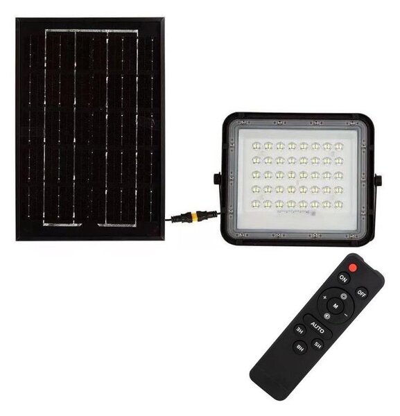 LED Zunanji solarni reflektor LED/6W/3,2V IP65 6400K črna + Daljinski upravljalnik