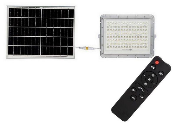 LED Zunanji solarni reflektor LED/20W/3,2V 4000K bela + Daljinski upravljalnik