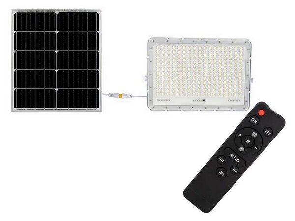 LED Zunanji solarni reflektor LED/30W/3,2V 6400K bela + Daljinski upravljalnik