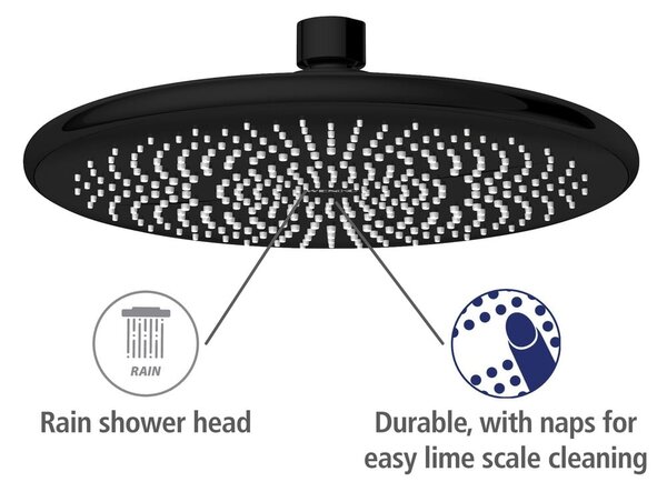 Črna tuš garnitura iz nerjavečega jekla 120 cm Water Saving – Wenko