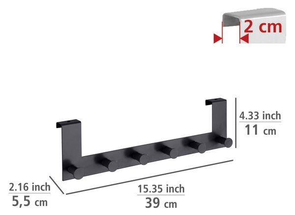 Črn kovinski obešalnik za vrata 39 cm Celano – Wenko