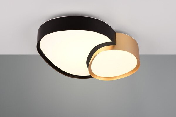 Črna/zlata LED stropna svetilka 36x43.5 cm Rise – Trio