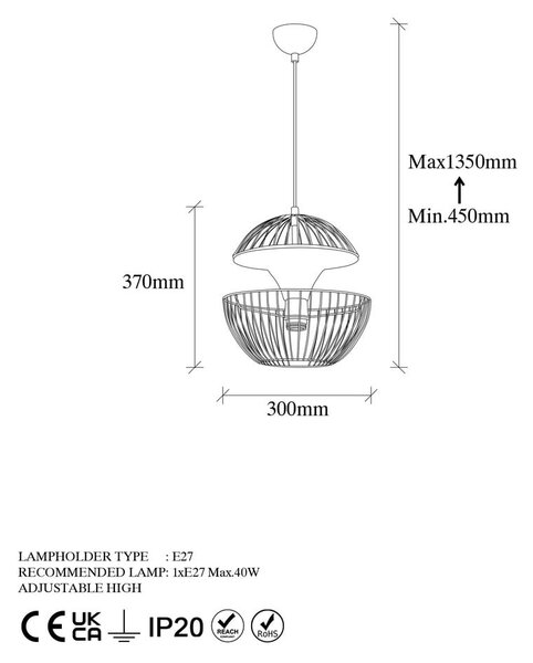 Črna/zlata viseča svetilka s kovinskim senčnikom ø 30 cm Telmander – Opviq lights